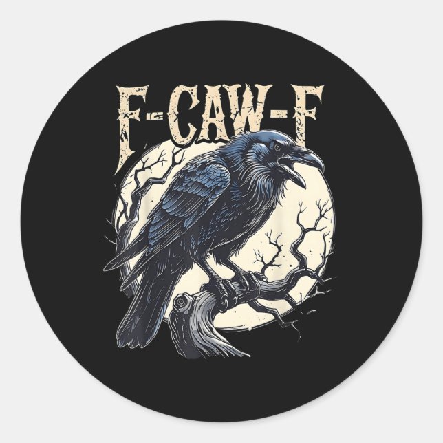 Adesivo F-caw-f Raven Funny Crow Pun Retro Gothti (Frente)