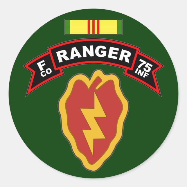 Adesivo F Co, 75.º Regimento de Infantaria - Rangers, Viet (Frente)