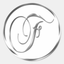 Adesivo F Monograma Faux Silver Envelope Ou Favor Seal