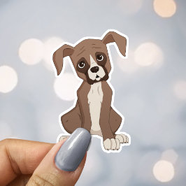 Adesivo Fã de Cachorro Boxer Marrom Fofo