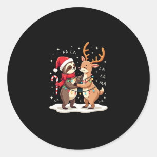 Adesivo Fa La Llama Xmas Lights Sloth Riding Llama Chri