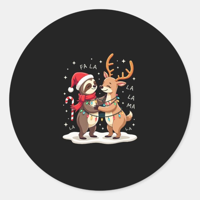 Adesivo Fa La Llama Xmas Lights Sloth Riding Llama Chri (Frente)