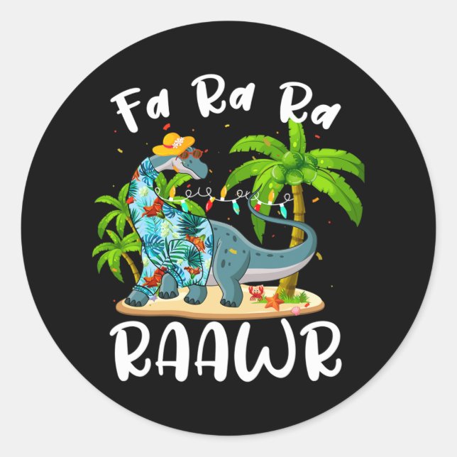 Adesivo Fa Ra Ra Rawr Dinossauro de Pescoço Longo Natal de (Frente)
