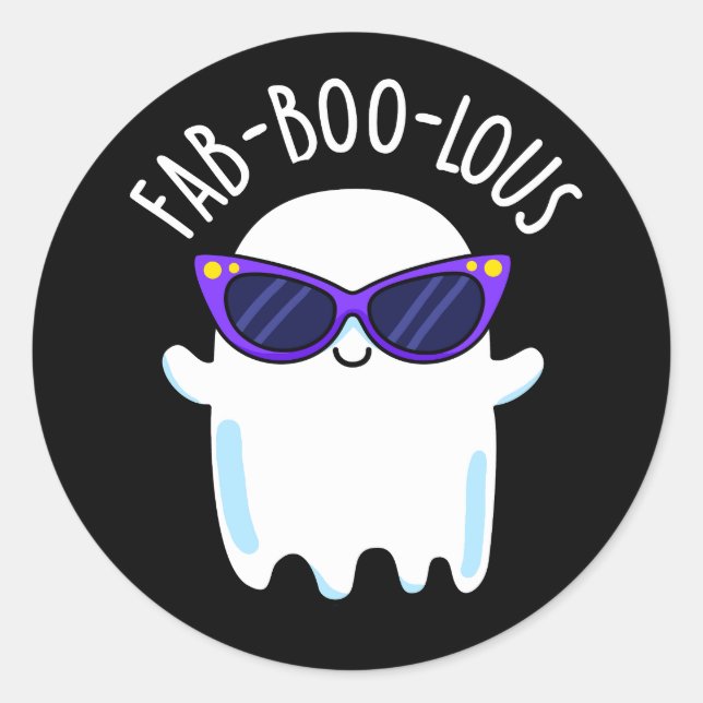 Adesivo Fab-Boo-Lous Funny Ghost Pun Dark BG (Frente)