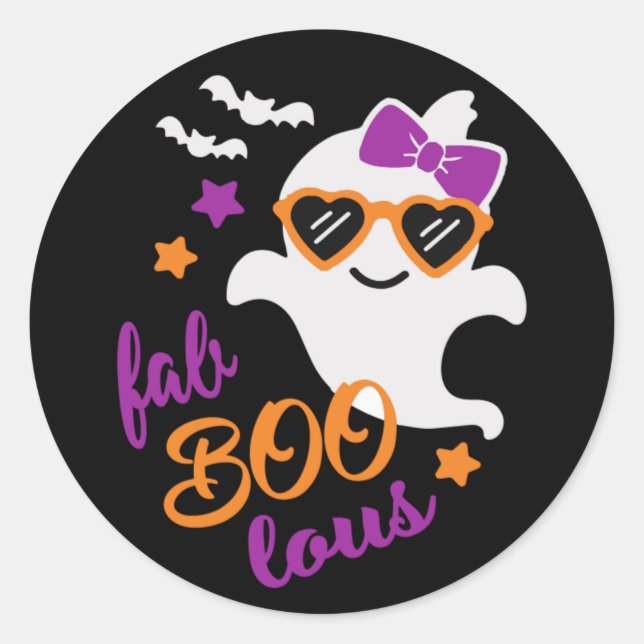 Adesivo Fab Boo Lous Halloween Ghost Cute Moderno (Frente)