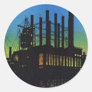 Adesivo Fábrica ao Pôr do Sol, Negócios Vintage