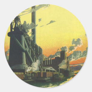 Adesivo Fábrica de Negócios Vintage, Fabricação em um Cais