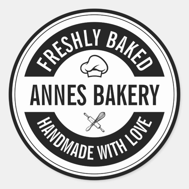 Adesivo Fabricado à mão com amor Bakery Business Sticker (Frente)