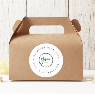 Adesivo "Fabricado à mão com amor com logotipo   Marca per