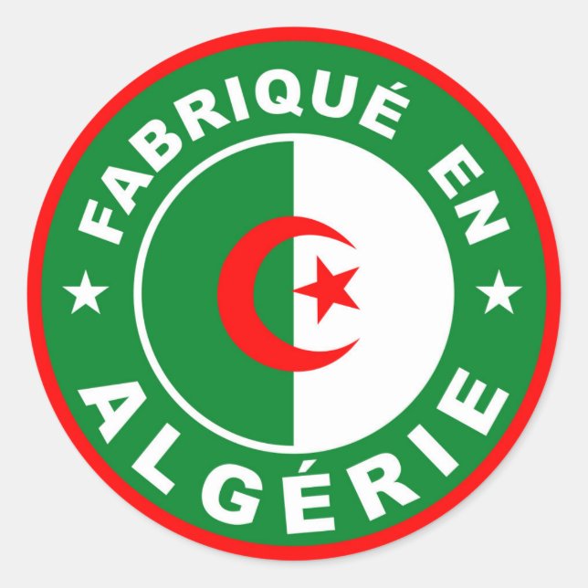 Adesivo fabricado com o rótulo da argélia fabrique algerie (Frente)