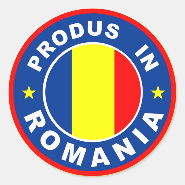 Adesivo fabricado na romênia flag produz rótulo românico (Frente)
