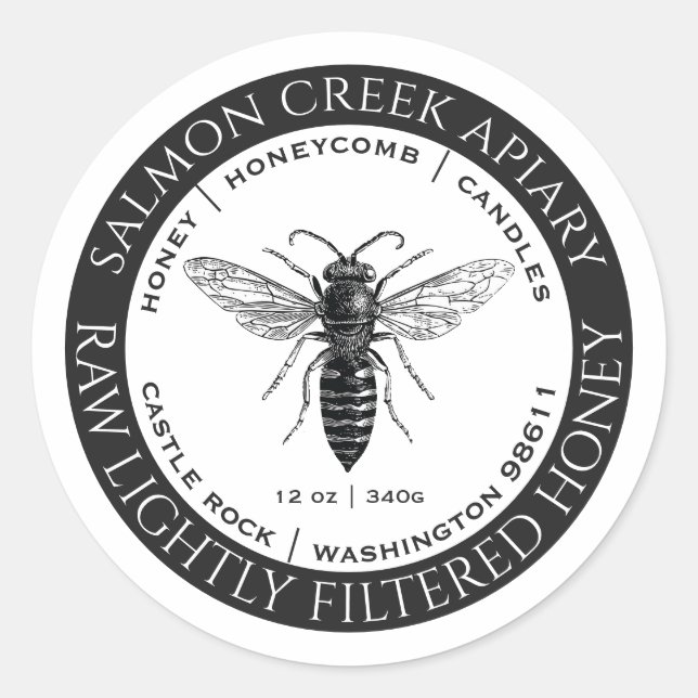 Adesivo Fabricado Por Abelhas Rainha Abelha Raw Raw Rótulo (Frente)