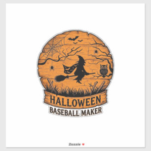 Adesivo Fabricante de Basebol de Halloween Bruxa Voadora L