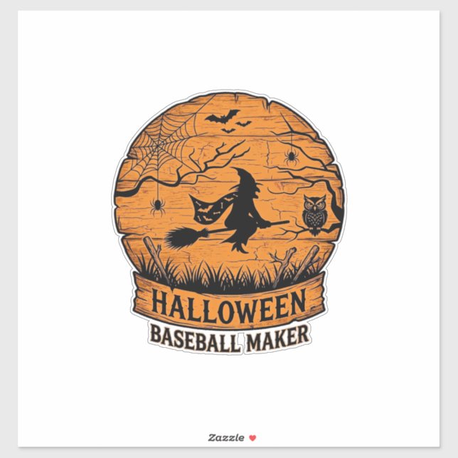 Adesivo Fabricante de Basebol de Halloween Bruxa Voadora L (Folha)