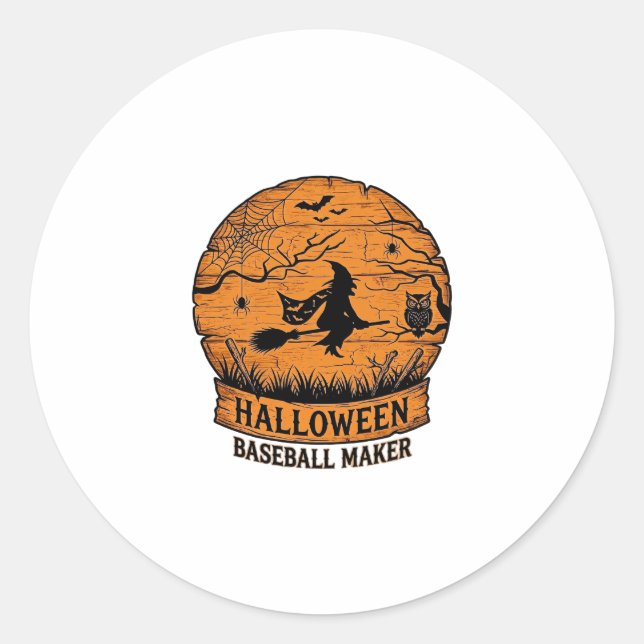 Adesivo Fabricante de Basebol de Halloween Bruxa Voadora L (Frente)