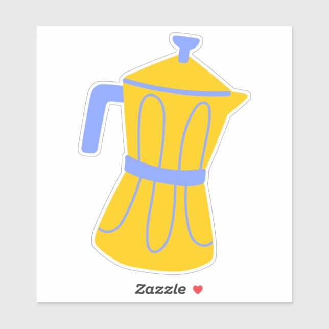 Adesivo Fabricante de café com Pote de Moka em cores de Pa (Folha)