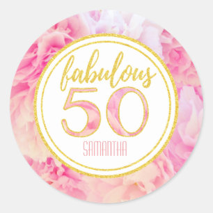 Adesivo Fabuloso 50º aniversário, Dourado brilho rosa