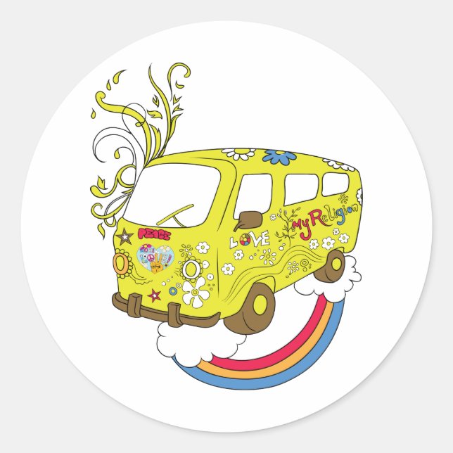 Adesivo Faça amor não guerra Van ~ 60s Hippie Sinal de paz (Frente)