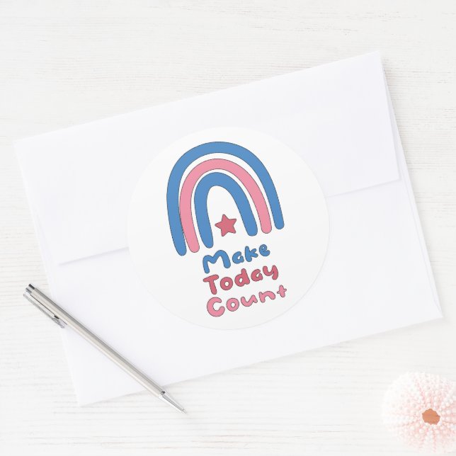 Adesivo Faça com que hoje contem arco-íris azul e rosa (Envelope)