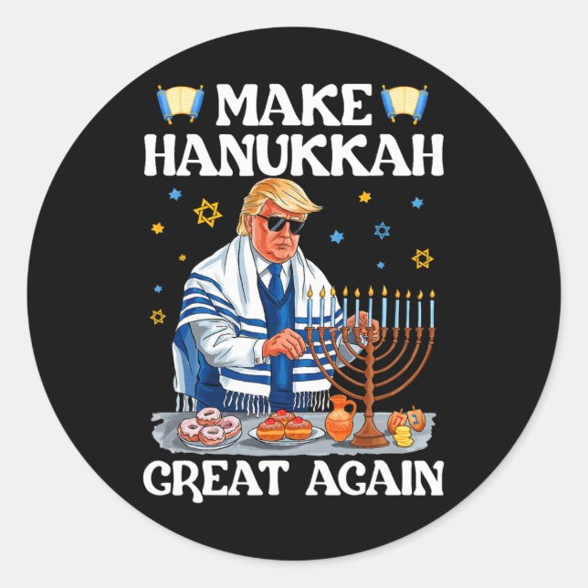 Adesivo Faça o Excelente de Hanukkah de novo Trump judeu U (Frente)