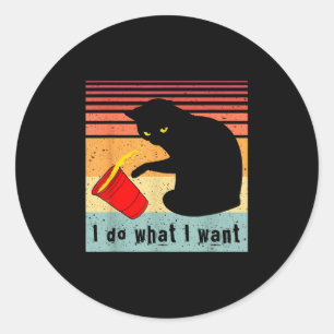 Adesivo Faça O Que Eu Quero Vintage Gato Preto Xícara Verm