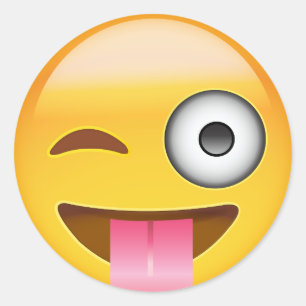 Adesivo Face Com A Língua Enfiada E Olhos Emoji Piscados