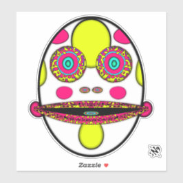 Adesivo Face de ovo psicodélico colorido v2