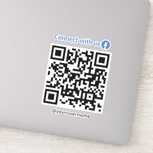 Adesivo Facebook Connect with Us Qr Code White