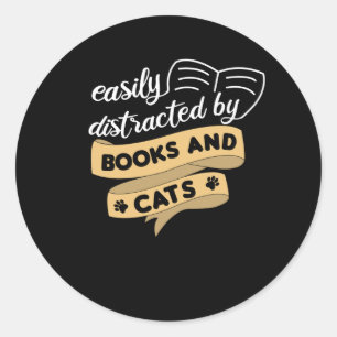 Adesivo Fácil Distração Por Livros E Gatos De Gatos