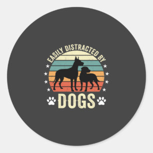 Adesivo Facilmente Distraída por Cães Vintage Retro Pôr do