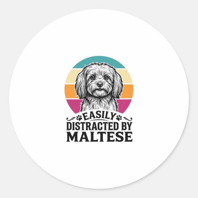 Adesivo Facilmente Distraído Pelo Design de Cachorro Vinta (Frente)