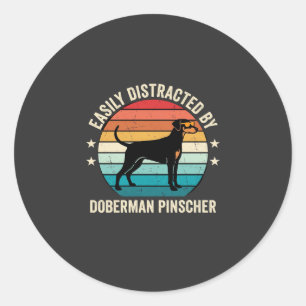 Adesivo Facilmente Distraído pelo Pôr do Sol Retro Doberma