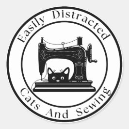 Adesivo Facilmente Distraído Por Gatos E Costura