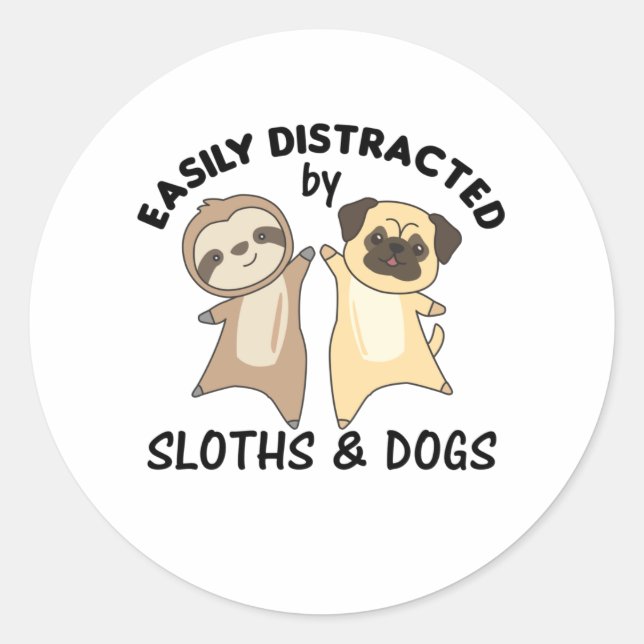 Adesivo Facilmente Distraído Por Laminhas E Cães Pug (Frente)