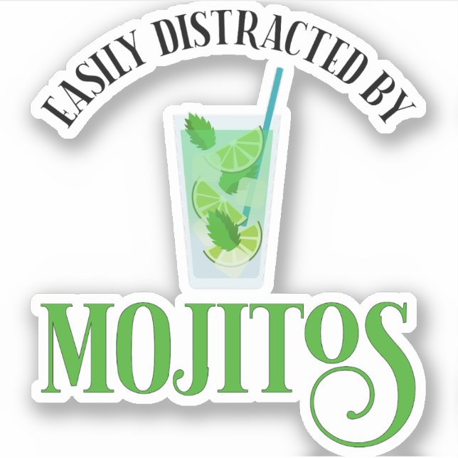 Adesivo Facilmente Distraído Por Mojitos (Frente)