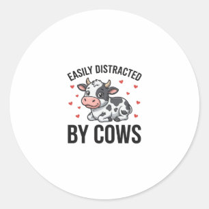 Adesivo Facilmente Distraído por Vacas Gráfico de Vaca Vin