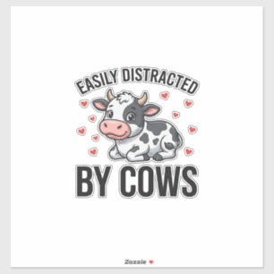 Adesivo Facilmente Distraído por Vacas Gráfico de Vaca Vin