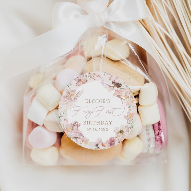 Adesivo Fada 1rua Pink Floral Girls Aniversário (Criador carregado)