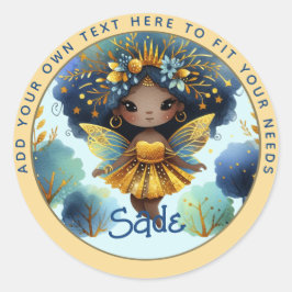 Adesivo Fada Africana Aniversário Teal Dourada Pink Prince