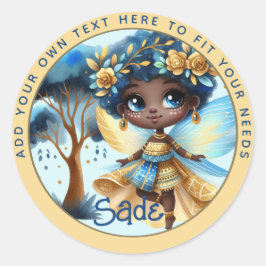 Adesivo Fada Africana Aniversário Teal Dourada Pink Prince