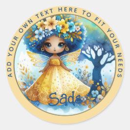 Adesivo Fada Africana Aniversário Teal Dourada Pink Prince