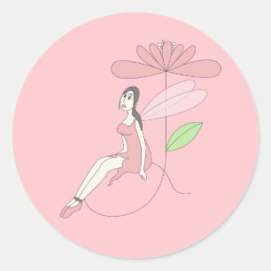 Adesivo Fada Bailarina ilusima sobre Flor Ballet Rosa