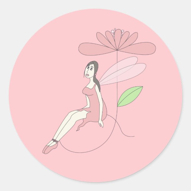 Adesivo Fada Bailarina ilusima sobre Flor Ballet Rosa (Frente)