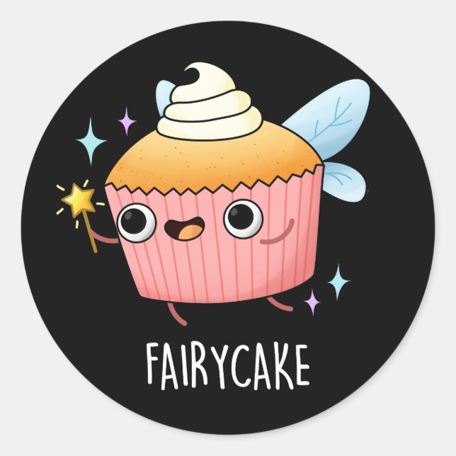 Adesivo Fada Bolo Engraçado Cupcake Pun Escuro BG (Frente)