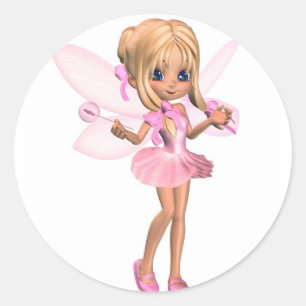 Adesivo Fada bonito da bailarina de Toon no rosa - estando