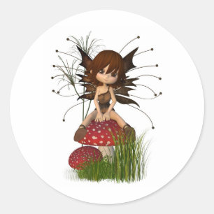 Adesivo Fada bonito e Toadstool do outono de Toon