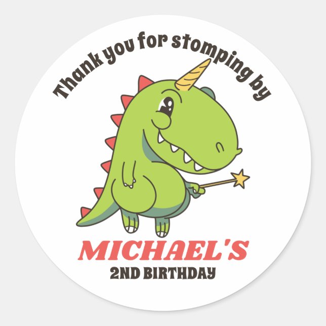 Adesivo Fada de Aniversário de criança de Fada de Dinossau (Frente)