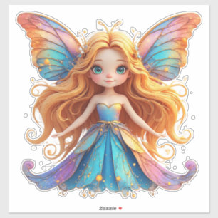 Adesivo Fada de Fantasia Encantadora com Asas Coloridas
