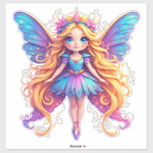Adesivo Fada de Fantasia Encantadora com Asas Coloridas