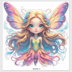 Adesivo Fada de Fantasia Encantadora com Asas Coloridas